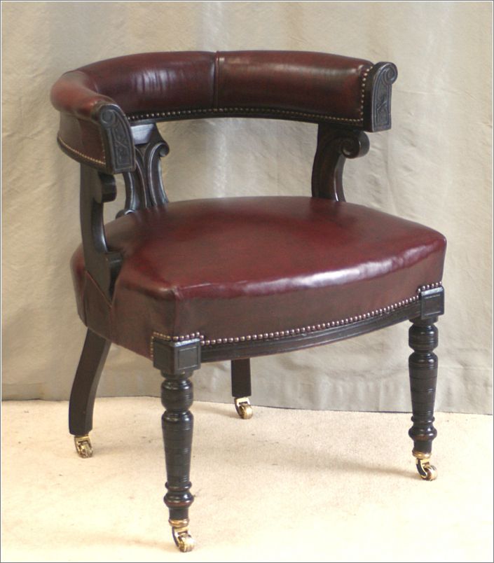 9052 Antique Victorian Leather Desk Chair (3)